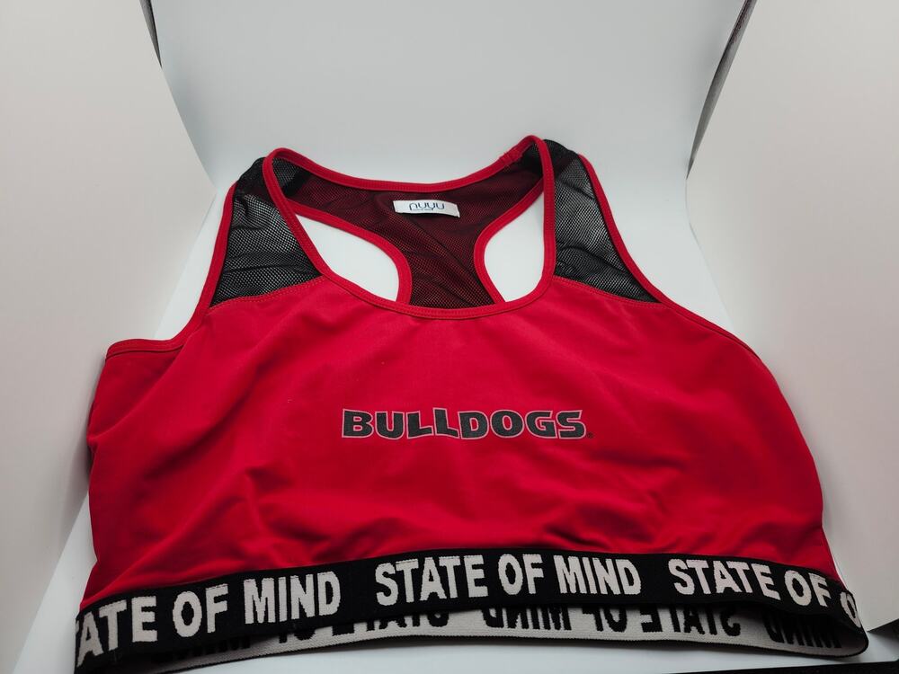NuYu State of Mind Bulldogs Red Black Mesh Medium Support Sports Bra